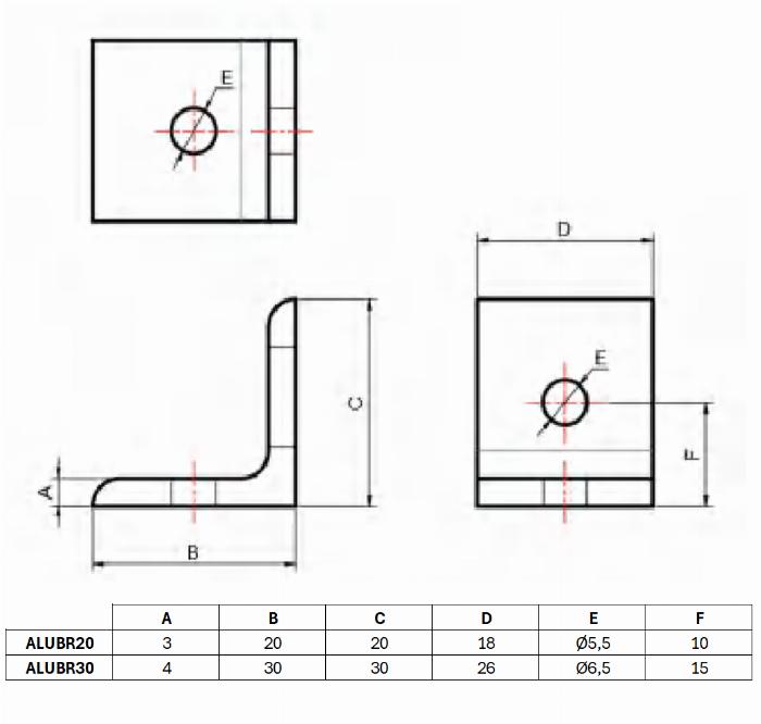 Staffe angolari di alluminio anodizzato 30x30