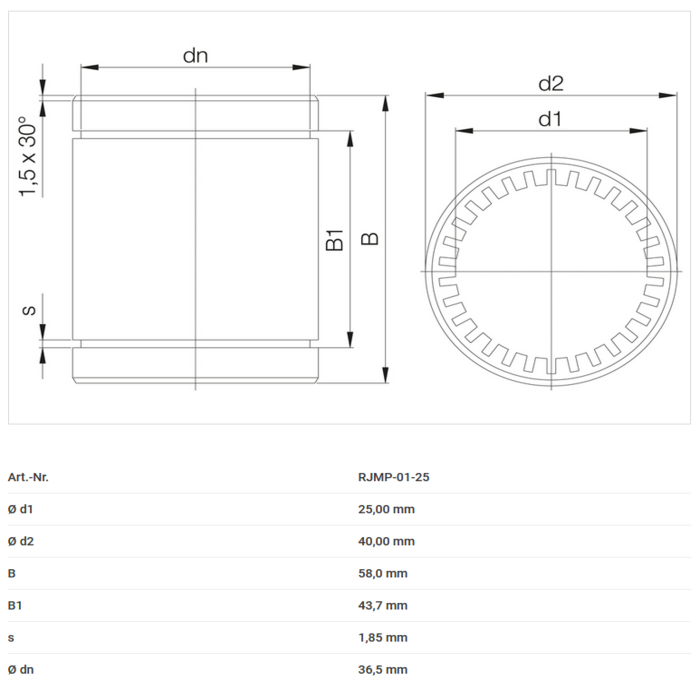 Cuscinetto lineare Igus RJMP-01-25